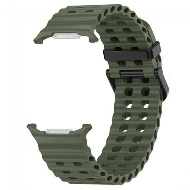MARGOUN Silicone Sport Band Compatible with Samsung Galaxy Watch Ultra 2 (2026), No Gap Breathable Waterproof Replacement Strap for Men and Women - Army Green