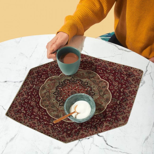 Margoun Persian Handmade Table Cloth with Traditional Pattern - Red