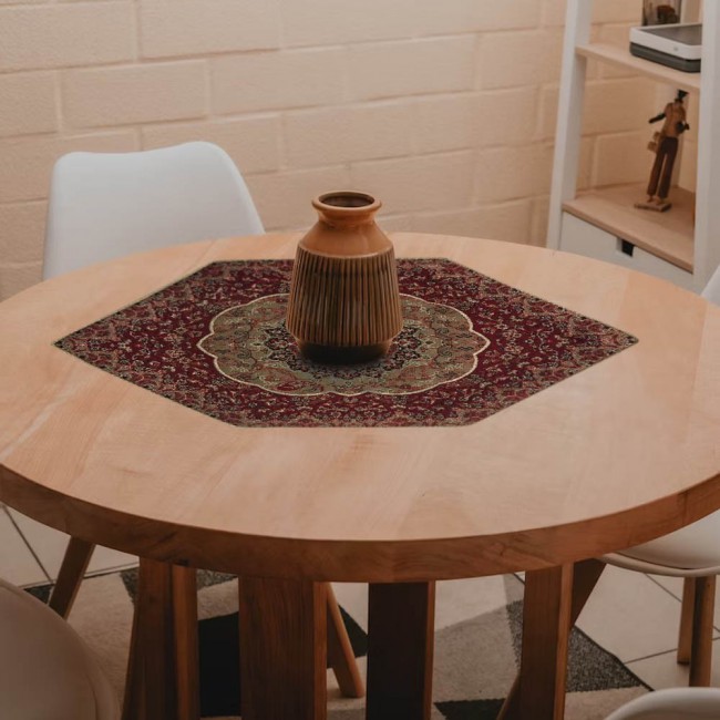 Margoun Persian Handmade Table Cloth with Traditional Pattern - Red