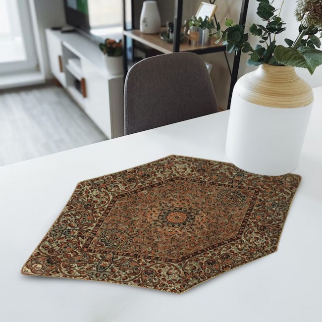 Margoun Persian Handmade Table Cloth with Traditional Pattern - Brown
