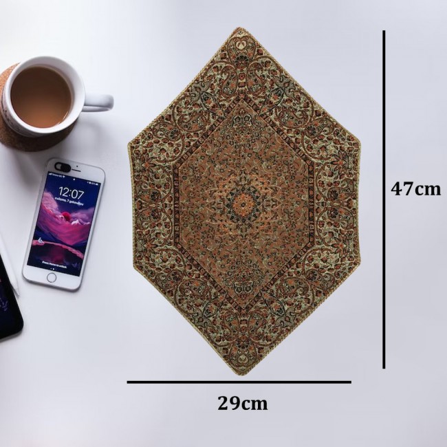 Margoun Persian Handmade Table Cloth with Traditional Pattern - Brown