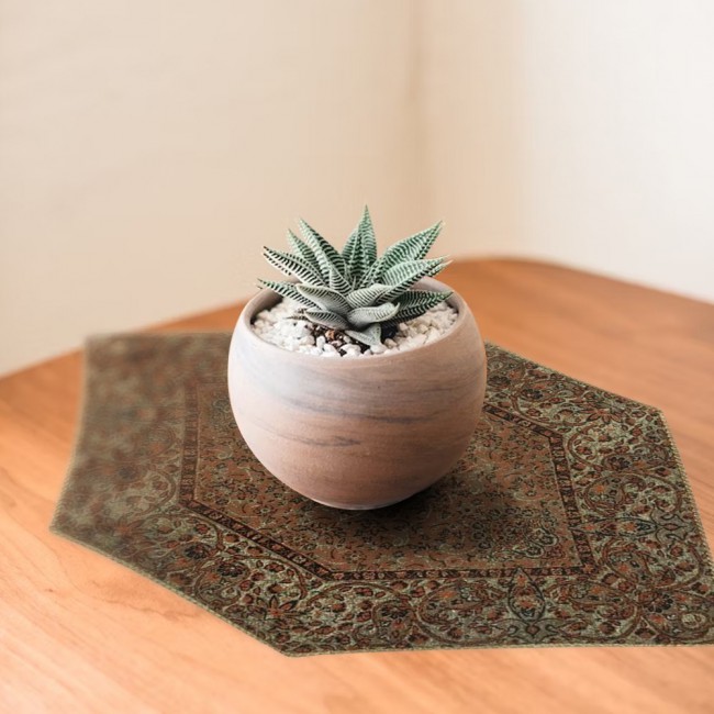 Margoun Persian Handmade Table Cloth with Traditional Pattern - Brown