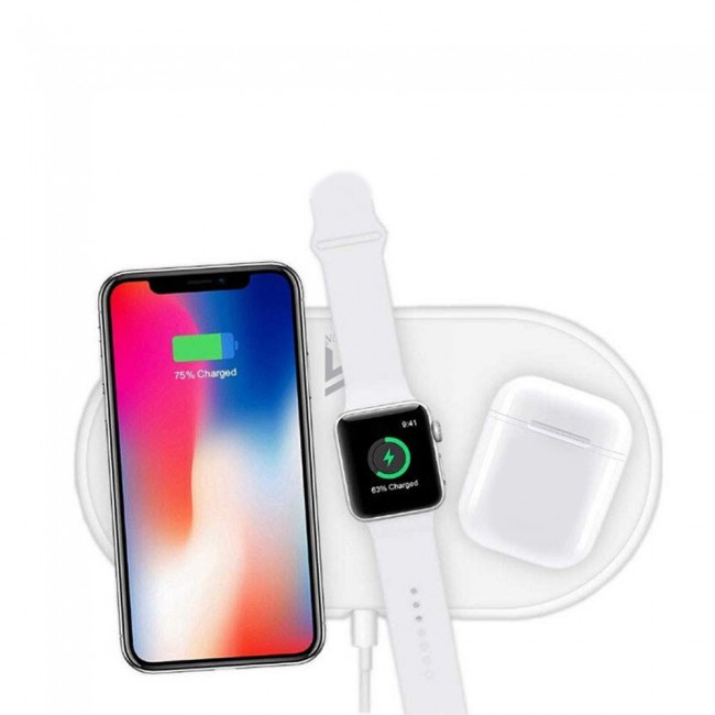 Margoun Airpower Wireless  3 in 1 Charging Pad for iPhone Apple Watch and AirPods - White