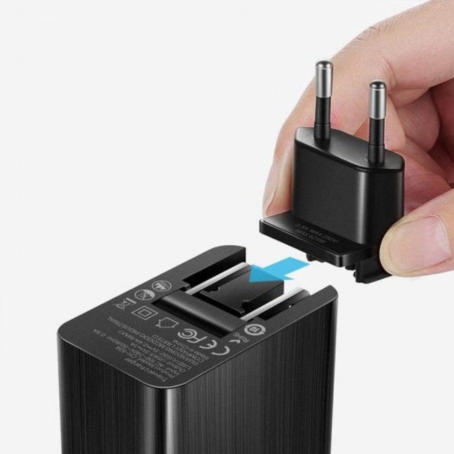 Mcdodo 3-USB Port 3.4A Travel Charger with UK/EU Plug – Black , White