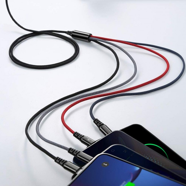 Mcdodo 4-In-1 Fast Charging 2.4A Cable , USB A to Lightning x2 , Micro USB and Type-C (NMT)