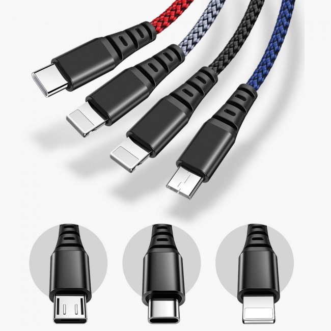 Mcdodo 4-In-1 Fast Charging 2.4A Cable , USB A to Lightning x2 , Micro USB and Type-C (NMT)