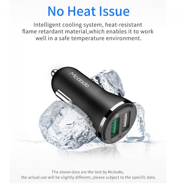 Mcdodo CC-4910 QC3.0 30W Dual USB Ports Car Charger - Black