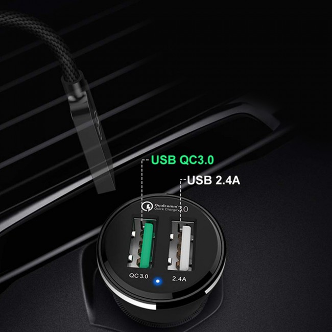 Mcdodo CC-4910 QC3.0 30W Dual USB Ports Car Charger - Black