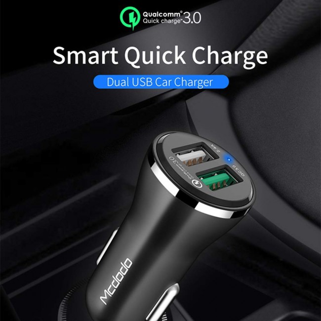 Mcdodo CC-4910 QC3.0 30W Dual USB Ports Car Charger - Black