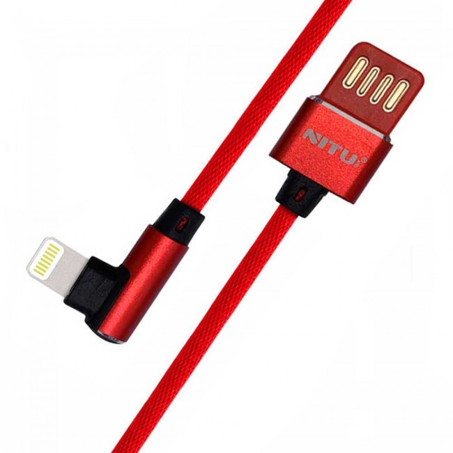 Nitu UC-021 Elbow Design Fabric High Speed Lightning , Micro and Type-C USB Data Cable 100cm – Red