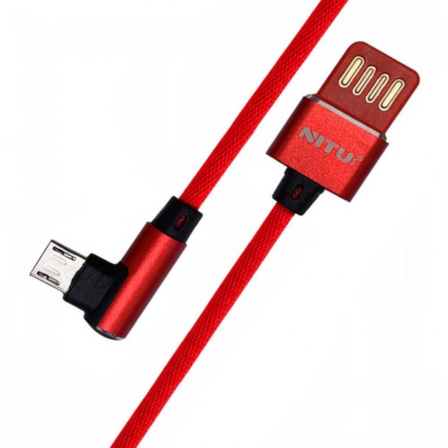 Nitu UC-021 Elbow Design Fabric High Speed Lightning , Micro and Type-C USB Data Cable 100cm – Red