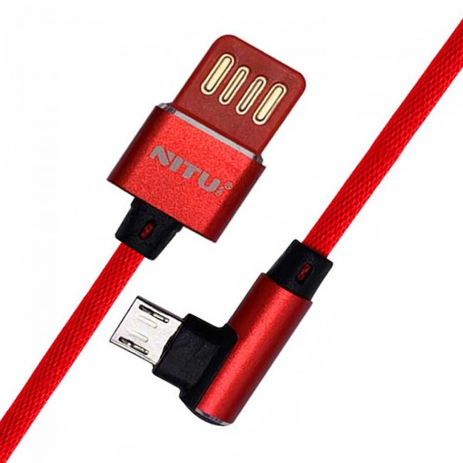 Nitu UC-021 Elbow Design Fabric High Speed Lightning , Micro and Type-C USB Data Cable 100cm – Red