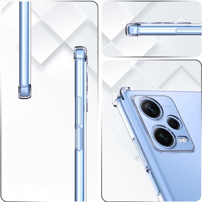 MARGOUN For Xiaomi Redmi Note 12 Pro Case Cover Clear Protective TPU Four Corners Cover Transparent Soft Case
