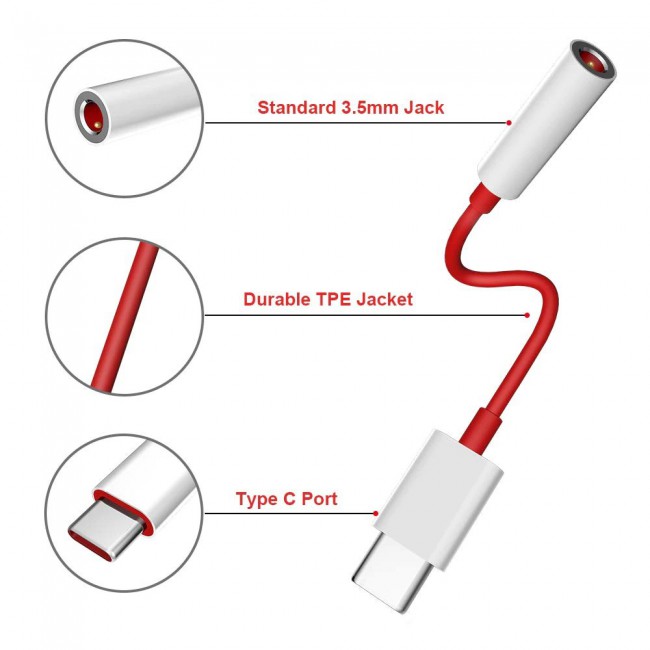 Official OnePlus Type-C to 3.5mm AUX Adapter 9cm
