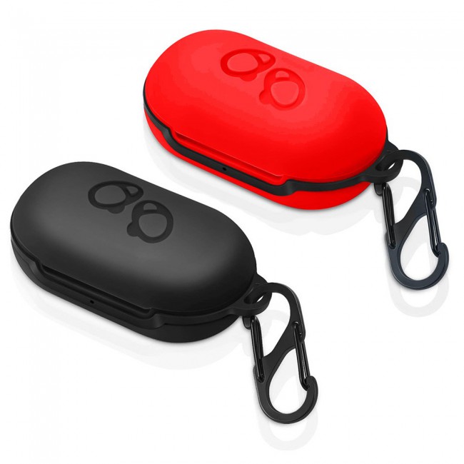 2Pack Margoun Protective Silicone Case for Samsung Galaxy Buds Plus with Carabiner - Black Red