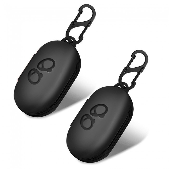 2Pack Margoun Protective Silicone Case for Samsung Galaxy Buds Plus with Carabiner - Black