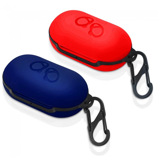 2Pack Margoun Protective Silicone Case for Samsung Galaxy Buds Plus with Carabiner - Red Blue