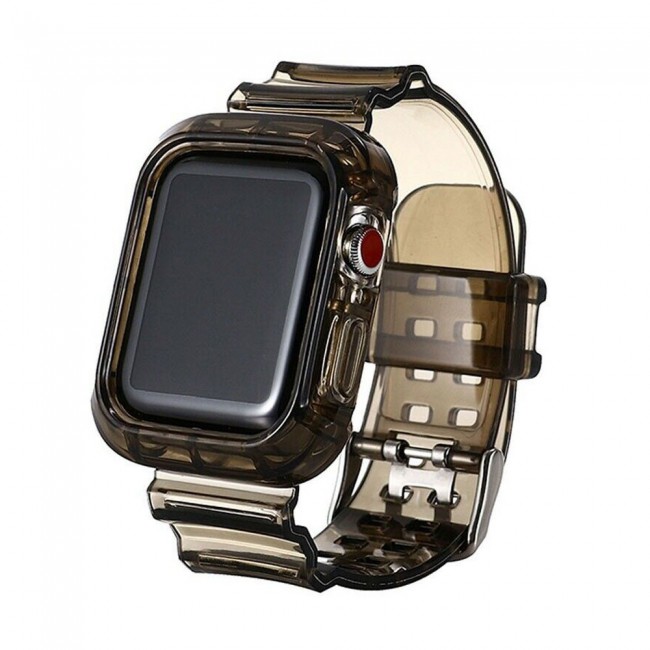 Apple Watch Band 42-44-45mm Transparent Fluorescent Sport TPU Strap - Brown