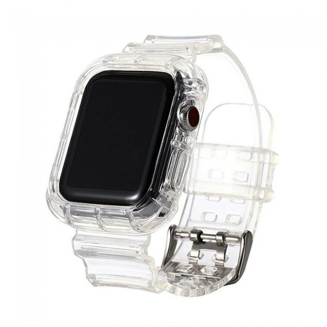 Apple Watch Band 42-44-45mm Transparent Fluorescent TPU Sport Band - Clear
