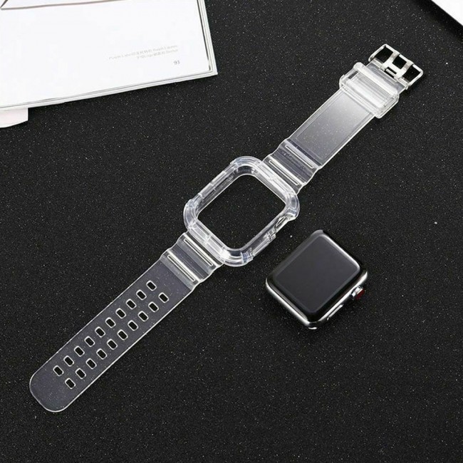 Apple Watch Band 42-44-45mm Transparent Fluorescent TPU Sport Band - Clear