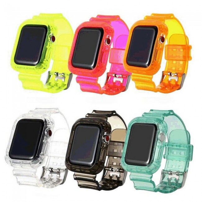 Apple Watch Band 42-44-45mm Transparent Fluorescent Sport TPU Strap - Brown