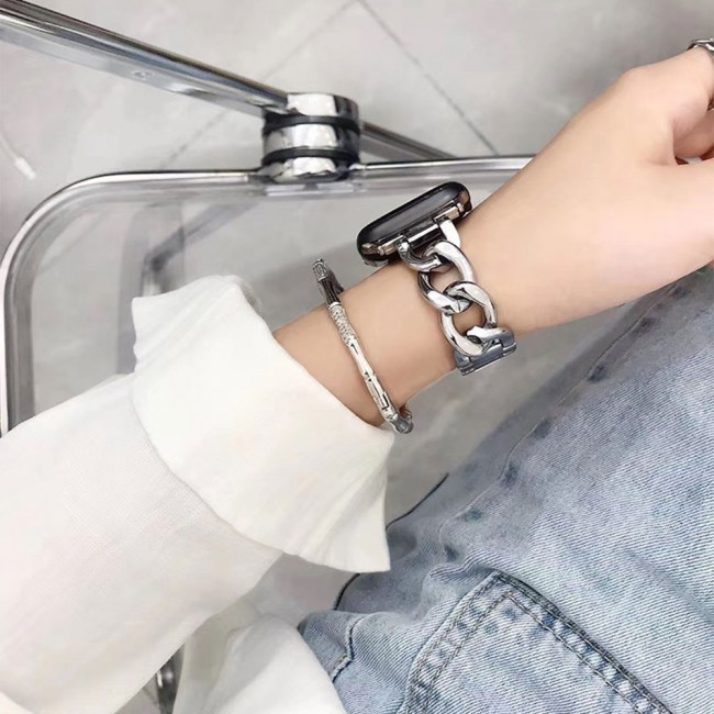 Apple Watch Band 42-44-45mm Stainless Steel Bracelet Chain - Silver