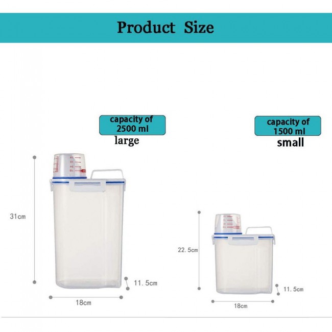 Rice and Cereal Storage Container with Measuring Cup 2.5ml 6-Pack 