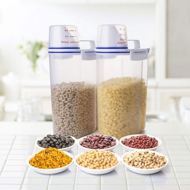 Rice and Cereal Storage Container with Measuring Cup 2.5ml 6-Pack 