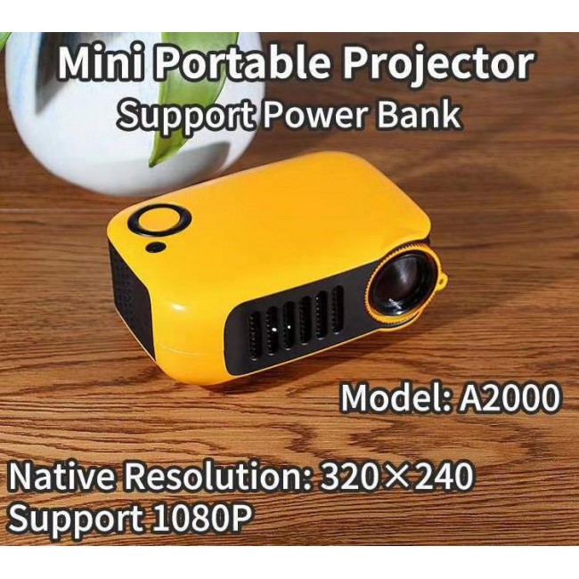 A2000 Mini LED Multimedia LCD Projector - Yellow