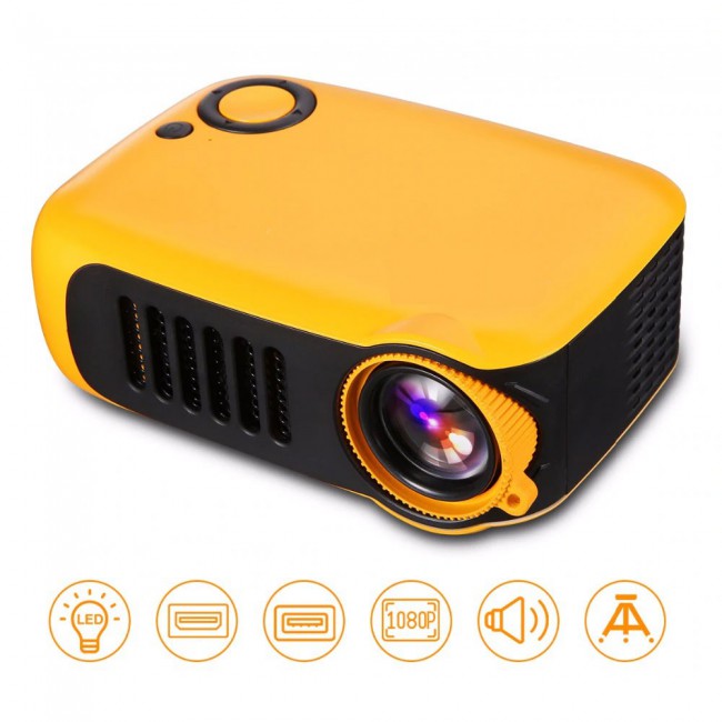 A2000 Mini LED Multimedia LCD Projector - Yellow