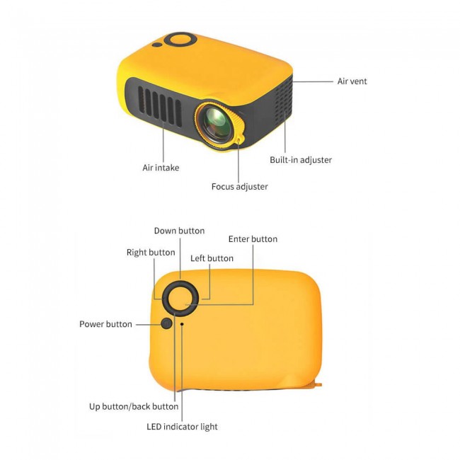 A2000 Mini LED Multimedia LCD Projector - Yellow