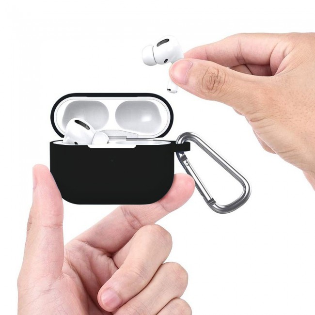 Airpods Pro Silicone Case with Carabiner - Black