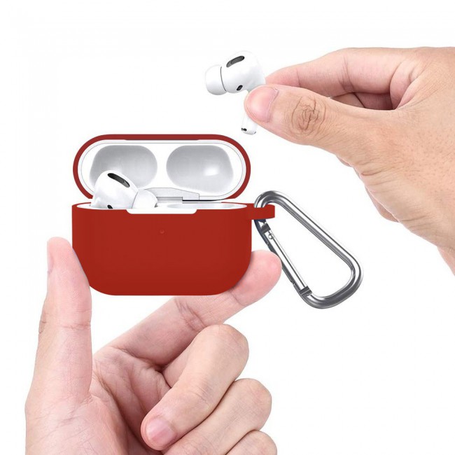 Airpods Pro Silicone Case with Carabiner - Red