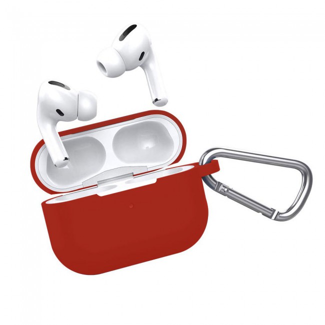 Airpods Pro Silicone Case with Carabiner - Red