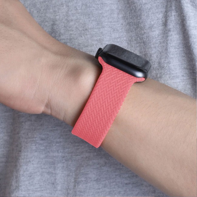 Apple Watch 42-44-45mm Yarn Braided Solo Loop Band Size S Henlein Series by Margoun - Pink 