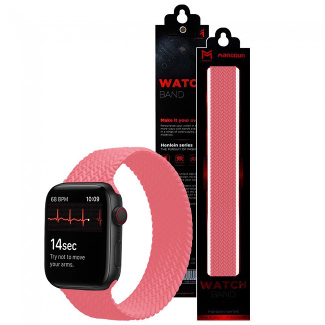 Apple Watch 42-44-45mm Yarn Braided Solo Loop Band Size S Henlein Series by Margoun - Pink 