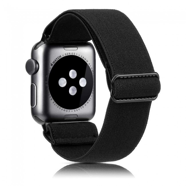 Apple Watch Band 42-44-45mm Elastic Fabric Nylon Cloth Strap - Black