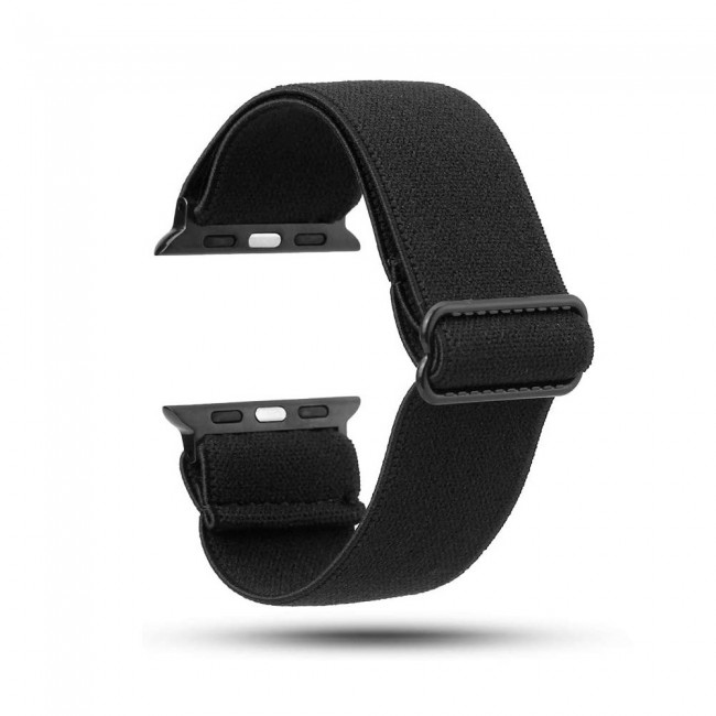 Apple Watch Band 42-44-45mm Elastic Fabric Nylon Cloth Strap - Black