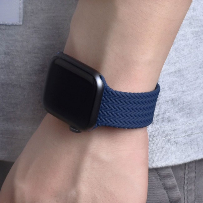 Apple Watch 42-44-45mm Yarn Braided Solo Loop Band Size M Henlein Series by Margoun - Dark Blue