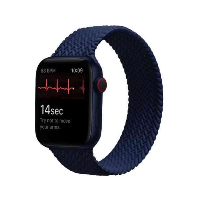 Apple Watch 42-44-45mm Yarn Braided Solo Loop Band Size M Henlein Series by Margoun - Dark Blue