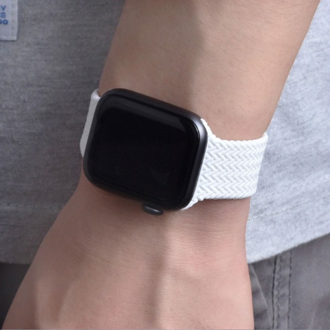 Apple Watch 42-44-45mm Yarn Braided Solo Loop Band Size M Henlein Series by Margoun - White