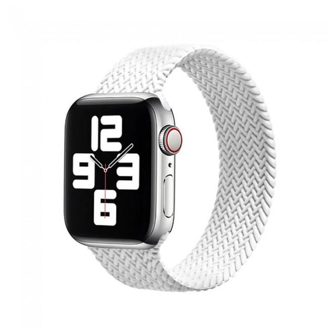 Apple Watch 42-44-45mm Yarn Braided Solo Loop Band Size M Henlein Series by Margoun - White
