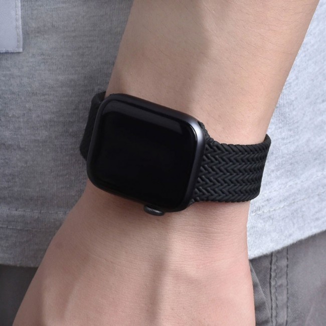 Apple Watch 42-44-45mm Yarn Braided Solo Loop Band Size M Henlein Series by Margoun - Black