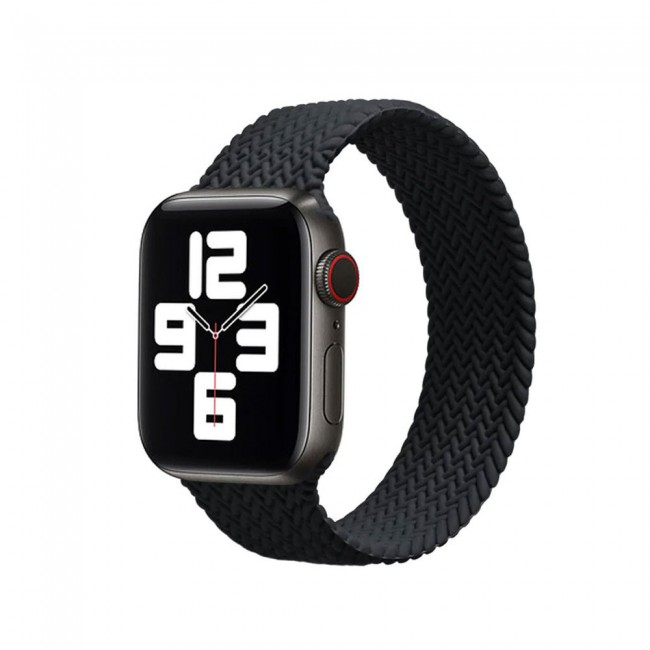 Apple Watch 42-44-45mm Yarn Braided Solo Loop Band Size M Henlein Series by Margoun - Black