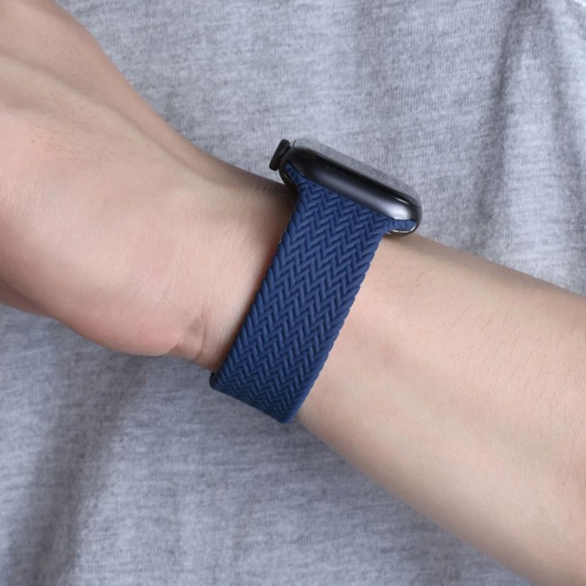 Apple Watch 42-44-45mm Yarn Braided Solo Loop Band Size M Henlein Series by Margoun - Blue