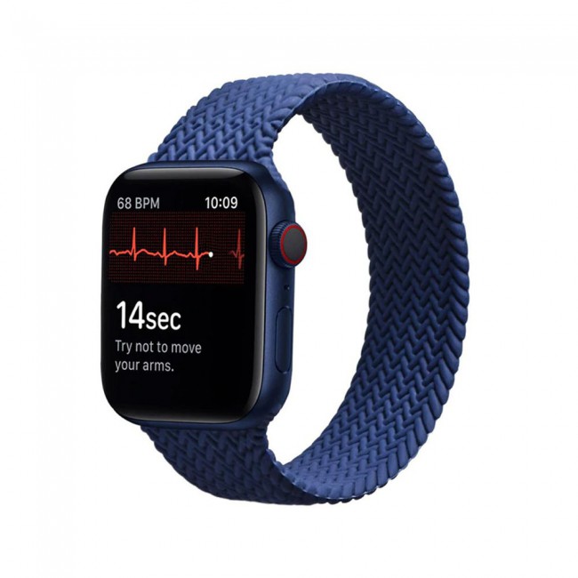 Apple Watch 42-44-45mm Yarn Braided Solo Loop Band Size M Henlein Series by Margoun - Blue