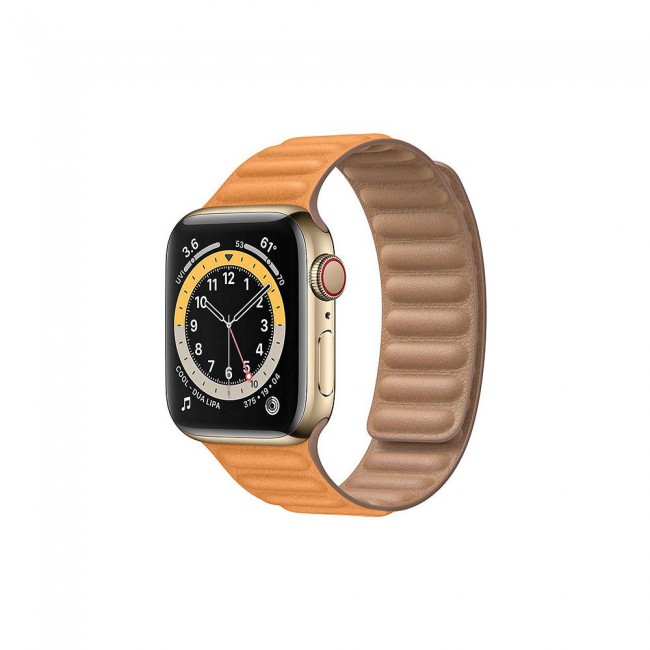 Apple Watch Band Silicone Strap Leather Link Design 38-40-41mm Henlein Series by Margoun - Light Brown