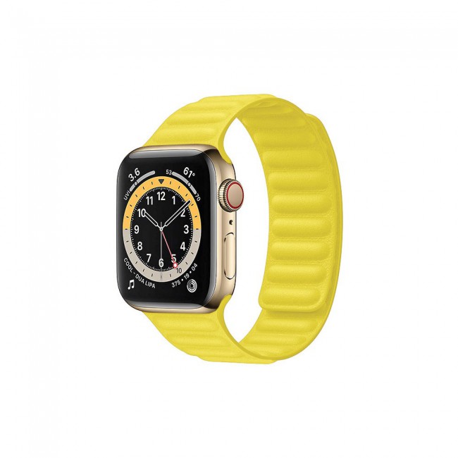 Apple Watch Band Silicone Strap Leather Link Design 38-40-41mm Henlein Series by Margoun - Yellow