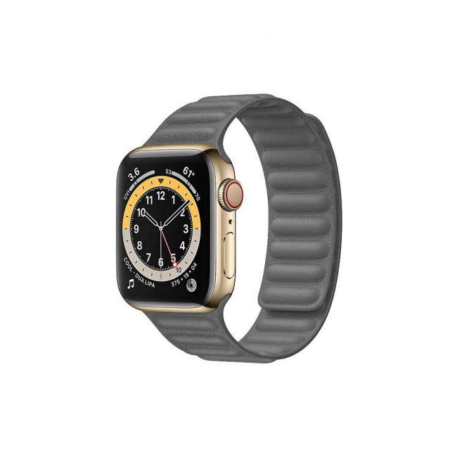 Apple Watch Band Silicone Strap Leather Link Design 42-44-45mm Henlein Series by Margoun - Grey