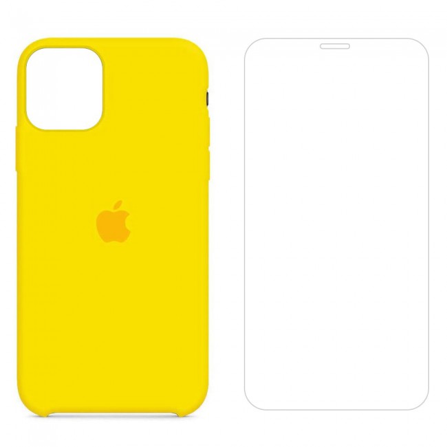 Margoun 2Pack Apple iPhone 12 Pro Max Silicone Case Cover and Clear Screen Protector - Yellow